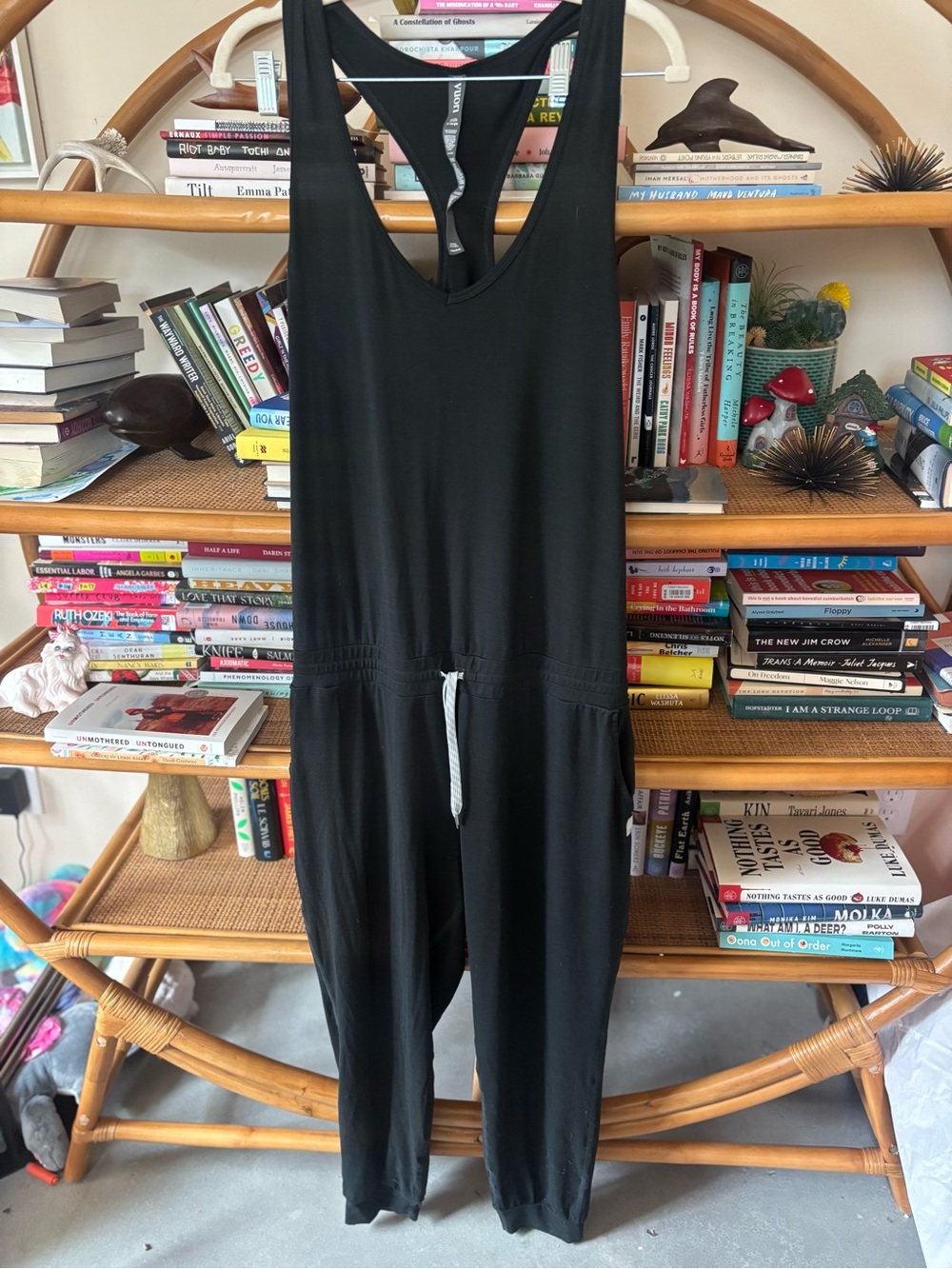 Vuori Black Racerback Jumpsuit with Drawstring Waist